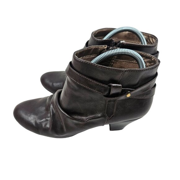 Life Stride Ankle Boots Womens Size 11W Georgette Brown Faux Leather Booties - Picture 3 of 9